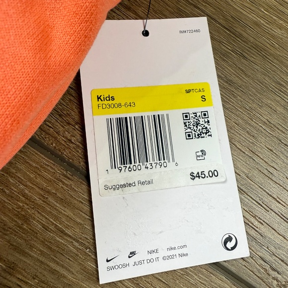 Nike Club Fleece Big Kids Sweatpants, NWT, Size Small, Orange/Coral, Warm - Picture 3 of 13